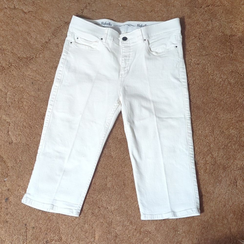Rafaella‎ Weekend Capri Jeans Womens Sz 12 olive green Wash Denim Stretch
